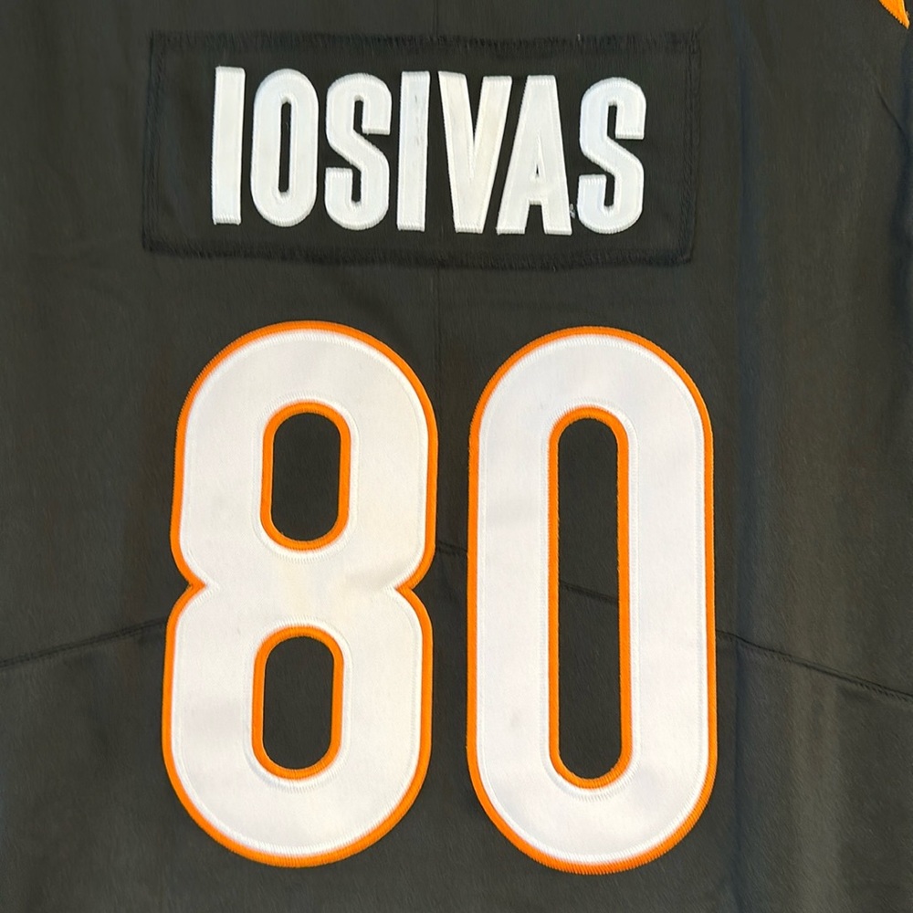 Mens Andrei Iosivas Cincinnati Bengals number 80 embroidered jersey, size large
